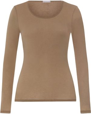 Hanro Ultralight Long-Sleeve T-Shirt - Brown