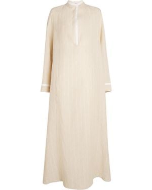 Kiton Linen Striped Maxi Dress - Natural