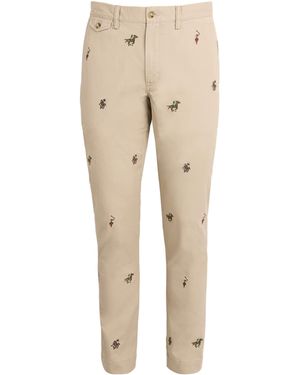 Polo Ralph Lauren Cotton Embroidered Horse Trousers - Natural