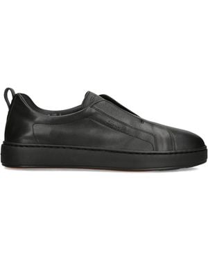 Santoni Leather Victory Sneakers - Black
