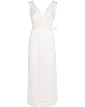 Loretta Caponi Silk Paolina Nightgown - White