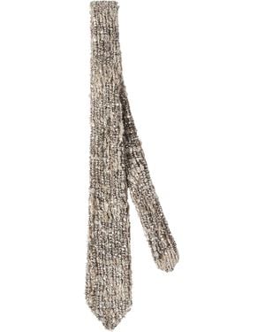 Brunello Cucinelli Dazzling Craquelé Embellished Tie - White