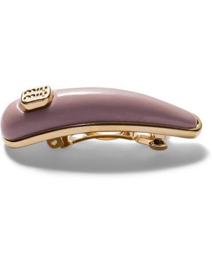Miu Miu Patent Leather Logo Hair Clip - Pink