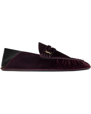 Saint Laurent Velvet Le Loafer Mules - Red