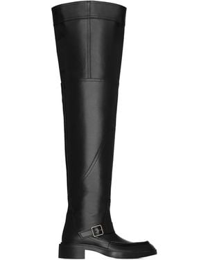 Saint Laurent Leather Joe Over-The-Knee Boots 25 - Black