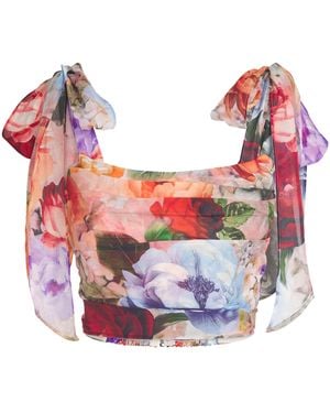Alice + Olivia Cotton-Silk Haven Bustier Top - Pink