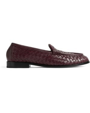 Bottega Veneta Lambskin Intrecciato Loafers - Red