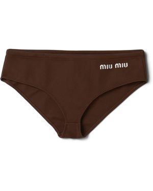 Miu Miu Logo Bikini Bottoms - Brown