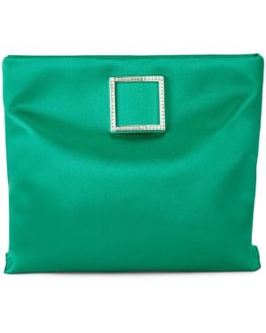 Roger Vivier Satin Trompette Pouch - Green