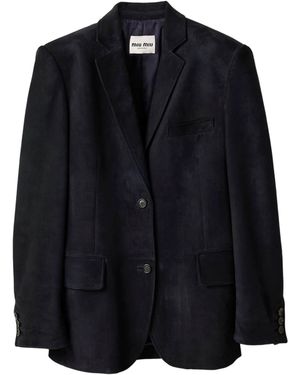 Miu Miu Waxed Suede Blazer - Black