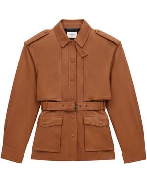 Saint Laurent Leather Safari Jacket - Brown