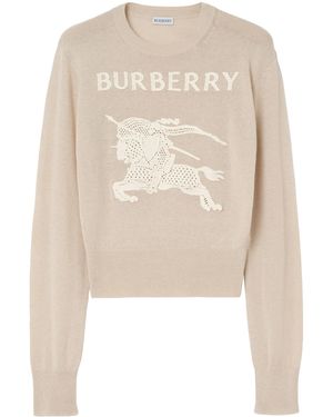 Burberry Ekd Cotton Wool Jumper - White