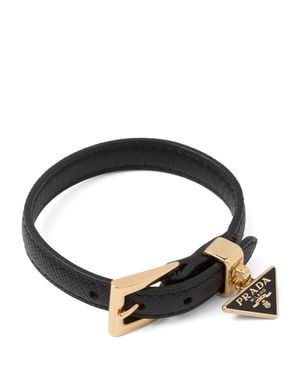 Prada Saffiano Leather Buckle Bracelet - Black