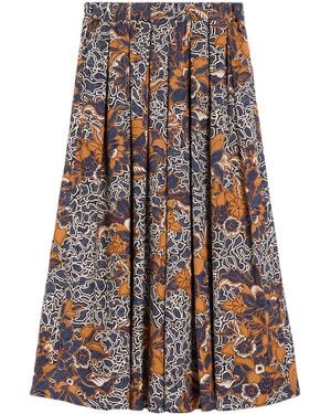 Weekend by Maxmara Cotton Printed Midi Skirt - Blue
