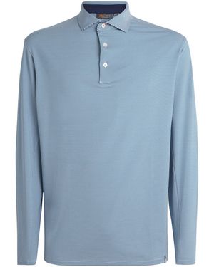 Kjus Stripe Soren Long-Sleeve Polo Shirt - Blue