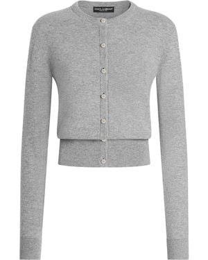 Dolce & Gabbana Cashmere Crew-Neck Cardigan - Gray