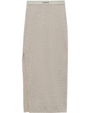 Loewe Logo-Waistband Midi Skirt - Grey