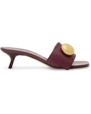 Loewe Leather Pebble Heeled Mules 45 - Purple