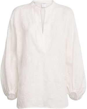 Eleventy X Harrods Linen Floral-Embroidered Blouse - White