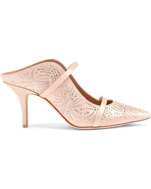 Malone Souliers Satin Crystal-Embellished Maureen Heeled Mules 70 - Pink