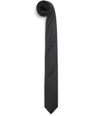 Emporio Armani Silk Jacquard Logo Tie - Black