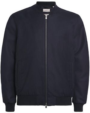 Agnona Cashmere-Silk Twill Bomber Jacket - Blue