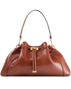 Jimmy Choo Medium Snake-Print Bon Bon Cinch Bag - Brown