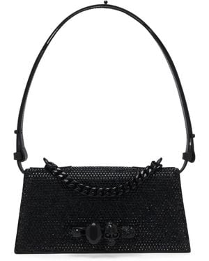 McQueen Mini Jeweled Knuckle Shoulder Bag - Black