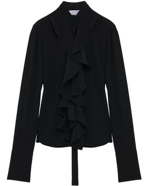 McQueen Cotton Ruffled Shirt - Black