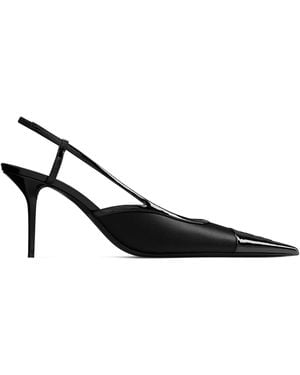 Saint Laurent Leather Renée Slingback Pumps 75 - Black
