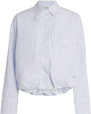 Sandro Cotton Stripe Cropped Shirt - Blue