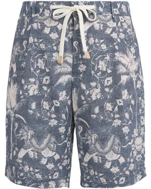Eleventy Linen Drawstring Bermuda Shorts - Blue
