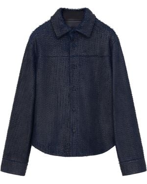 Loewe Lambskin Textured Overshirt - Blue
