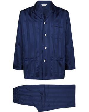 Derek Rose Lingfield Stripe Pyjama Set - Blue