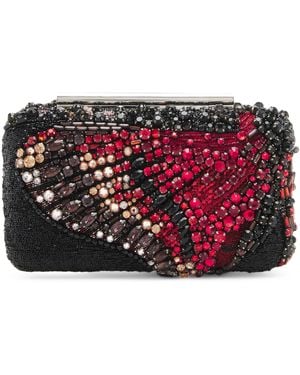 McQueen Embellished T-Bar Box Clutch Bag - Red