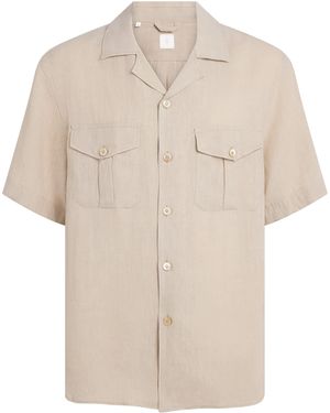 Eleventy Linen Bowling Shirt - White