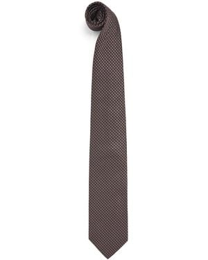Pal Zileri Silk Geometric Jacquard Tie - Brown