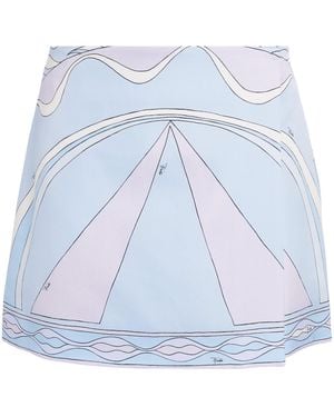 PUCCI Silk Dune Print Mini Skirt - Blue