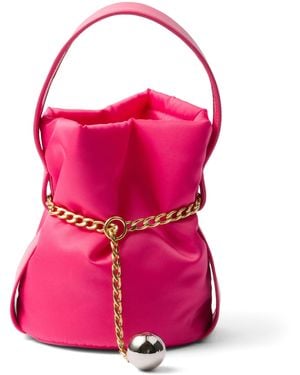 Prada Mini Re-Nylon And Leather Bucket Bag - Pink