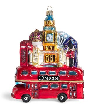 Harrods Glass London Bus Tree Decoration - Red