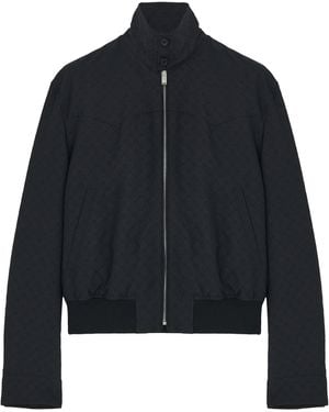 McQueen Skull-Print Cropped Harrington Jacket - Blue