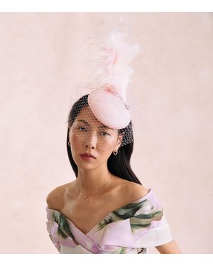 Victoria Grant Sinamay Straw Feathered Bellini Fascinator - Pink