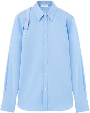 McQueen Stretch-Cotton Harness Shirt - Blue