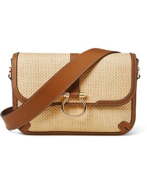 Aspinal of London Raffia Leather Resort Cross-Body Bag - Brown