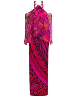 PUCCI Silk Occhi Print Maxi Dress - Pink