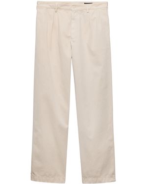 Prada Cotton Wide-Leg Trousers - Natural