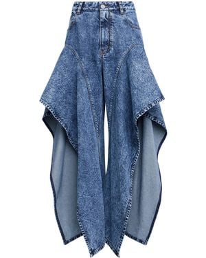Alaïa Ruffled Split Jeans - Blue