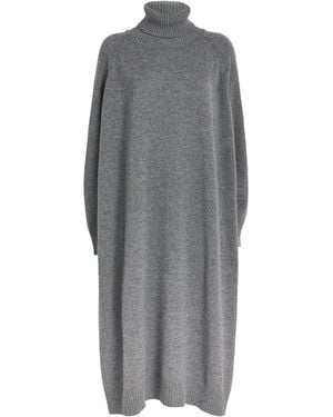 Eskandar Cashmere Wide Rollneck Sweater Dress - Grey