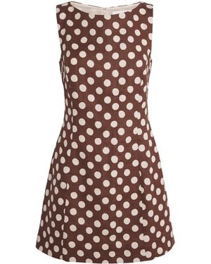 Faithfull the Brand Linen Polka-Dot Lydie Mini Dress - Brown