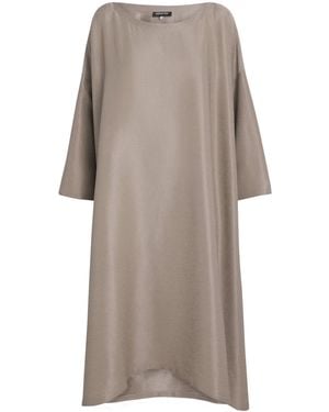 Eskandar Silk Plissé Midi Dress - Grey